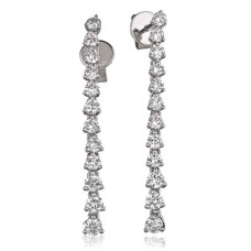 Modern Round Diamond Drop Earrings