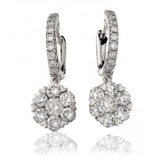 Modern Round Diamond Drop Earrings