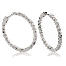 Modern Round Diamond Hoop Earrings