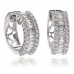 Elegant Round & Baguette Diamond Hoop Earrings