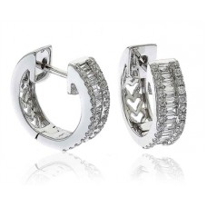 0.65ct Vs/fg Round & Baguette Diamond Hoop Earrings