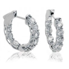 Elegant Round Diamond Hoop Earrings
