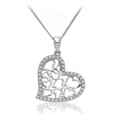 Modern Round Diamond Heart Pendant