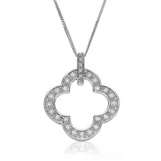 Pave Set Clover Round Diamond Designer Pendant