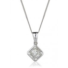Cluster Princess & Baguette Diamond Designer Pendant
