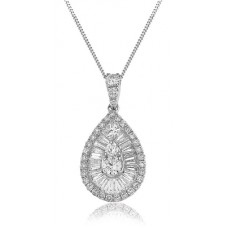 Cluster Round & Baguette Diamond Designer Pendant
