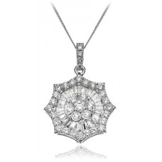 Cluster Round & Baguette Diamond Designer Pendant