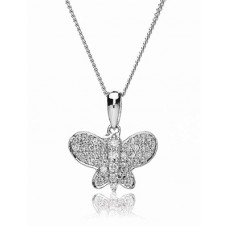 Butterfly Cluster Round Diamond Designer Pendant