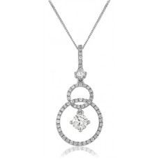 Double Hoop Round Diamond Designer Pendant