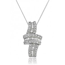 Cluster Round & Baguette Diamond Designer Pendant