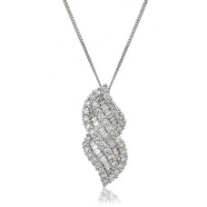 Cluster Round & Baguette Diamond Designer Pendant