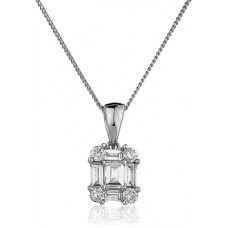 Cluster Round & Baguette Diamond Designer Pendant