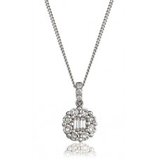 Cluster Round & Baguette Diamond Designer Pendant