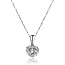Cluster Round & Baguette Diamond Designer Pendant