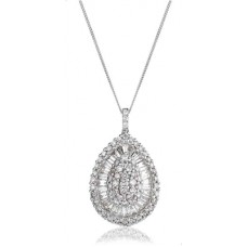 Cluster Round & Baguette Diamond Designer Pendant