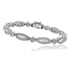Classic Round & Baguette Diamond Designer Bracelet