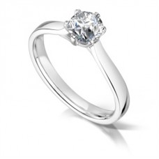 Six Claw Twist Round Diamond Engagement Ring