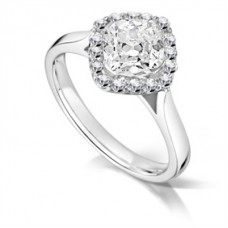 Elegant Compass Style Cushion Diamond Halo Ring