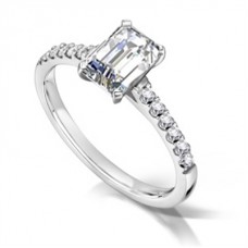 Traditional Emerald Diamond Shoulder Set Ring
