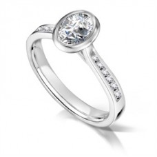 Modern Oval Diamond Shoulder Set Ring