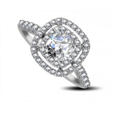 Cushion Diamond Double Halo Shoulder Set Ring Cushion Diamond Double Halo Shoulder Set Ring