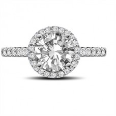 Modern Round Diamond Single Halo Ring