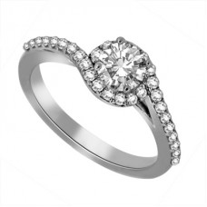 Curved Round Diamond Shoulder Set Ring
