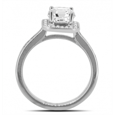 Asscher Diamond Single Halo Shoulder Set Ring