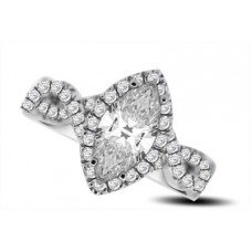 Marquise Diamond Single Halo Shoulder Set Ring