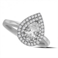 Double Halo Pear Diamond Engagement Ring
