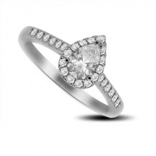 Pear Diamond Single Halo Shoulder Set Ring