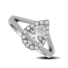 Modern Pear Diamond Single Halo Ring