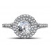 Round Diamond Double Halo Shoulder Set Ring