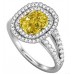 Fancy Yellow Radiant Diamond Halo Shoulder Set Ring