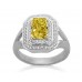 Fancy Yellow Radiant Diamond Halo Shoulder Set Ring