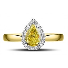 Fancy Yellow Pear Diamond Halo Ring