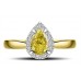 Fancy Yellow Pear Diamond Halo Ring