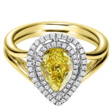 Fancy Yellow Pear Diamond Halo Ring