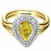 Fancy Yellow Pear Diamond Halo Ring