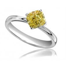 Elegant Fancy Yellow Cushion Diamond Engagement Ring