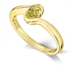 Fancy Yellow Oval Diamond Halo Shoulder Set Ring