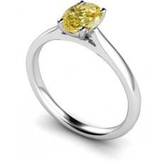 Fancy Yellow Oval Diamond Halo Shoulder Set Ring