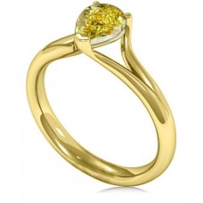 Fancy Yellow Pear Diamond Halo Shoulder Set Ring