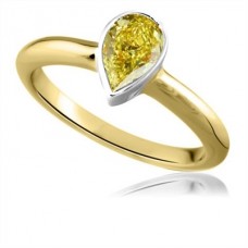 Fancy Yellow Pear Diamond Halo Shoulder Set Ring