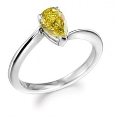 Fancy Yellow Pear Diamond Halo Shoulder Set Ring