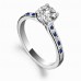 Blue Sapphire And Round Diamond Engagement Ring