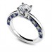 Blue Sapphire And Round Diamond Engagement Ring