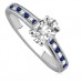 Blue Sapphire And Oval Diamond Engagement Ring