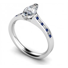 Blue Sapphire And Marquise Diamond Engagement Ring