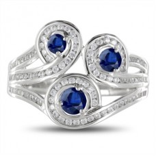 Multi Row Loop Diamond & Blue Sapphire Dress Ring